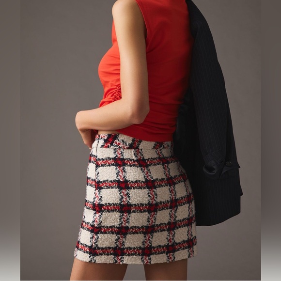 Anthropologie Endless Rose plaid tweed mini skirt - Picture 8 of 11